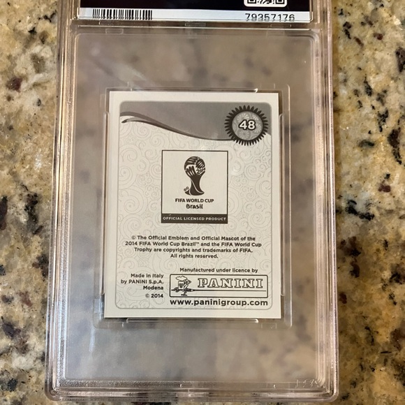 2014 Panini World Cup Stickers #48 Neymar Jr Brazil PSA 9 - Picture 3 of 4